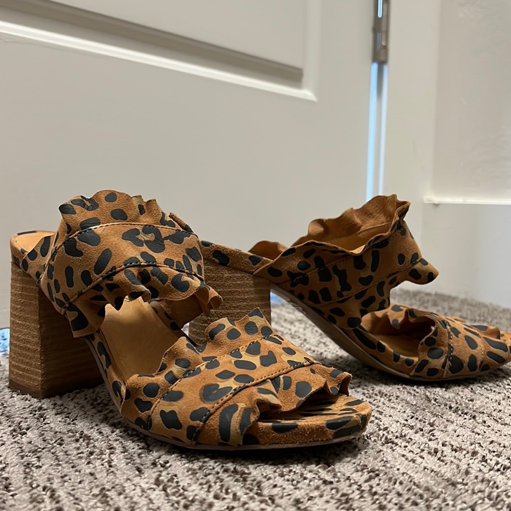 Free People | Rosie Leopard Slip on Heels | 6